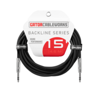 a professional 15-foot balanced patch cable featuring ¼-inch TRS male to ¼-inch TRS male connectors